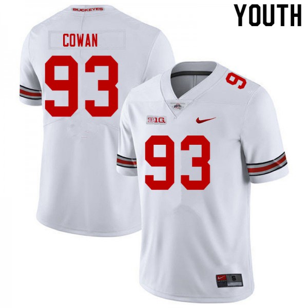 Ohio State Buckeyes #93 Jacolbe Cowan Youth Embroidery Jersey White